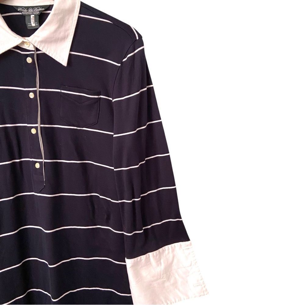 Brooks Brothers Elegant Black and White Striped Dress in Size Large - Picture 5 of 9